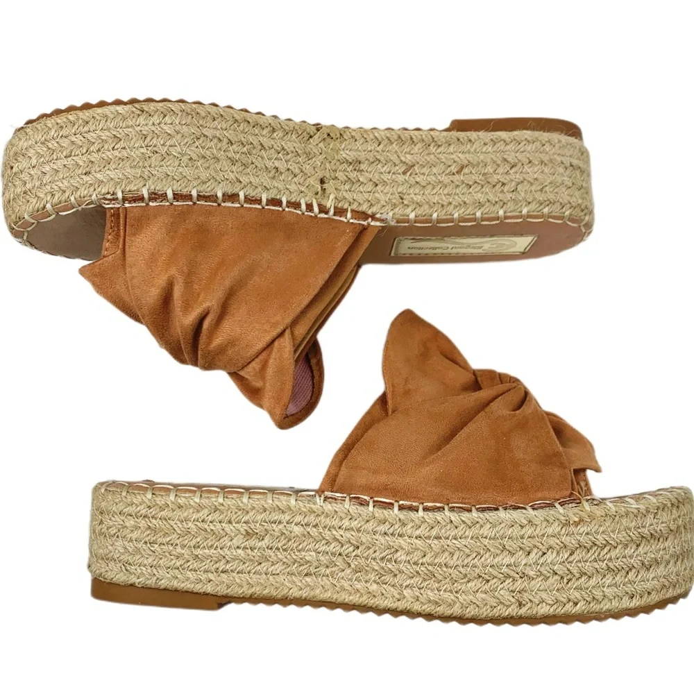 Elegant Collection Amber Faux Suede Espadrilles Size 8.5